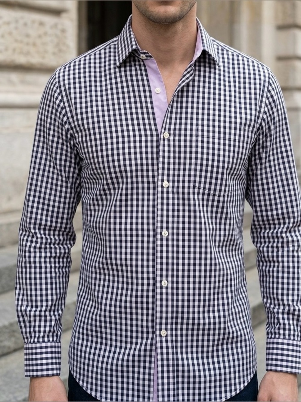 Johnston & Murphy Men's Tailored Fit Gingham/Plaid Dress Shirt